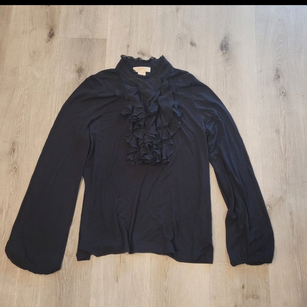 Michael Michael Kors Ruffle Front Long Sleeve Blouse Size Large